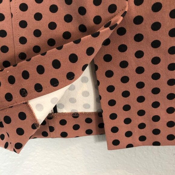 Loft Size 2 Brown Black Polka Dot Cotton Blend Pencil Skirt - Picture 3 of 7